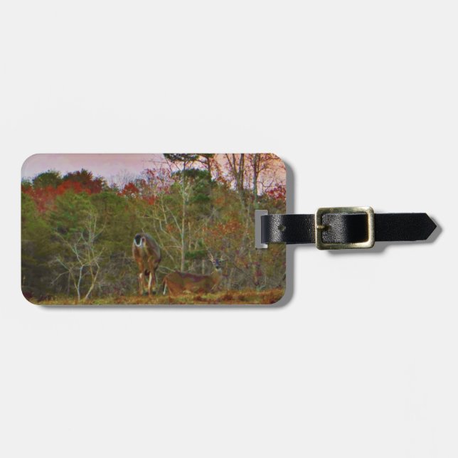 Deer with a Pink blue sky Luggage Tag (Front Horizontal)
