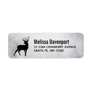 Deer with Antlers Black Silhouette Rustic