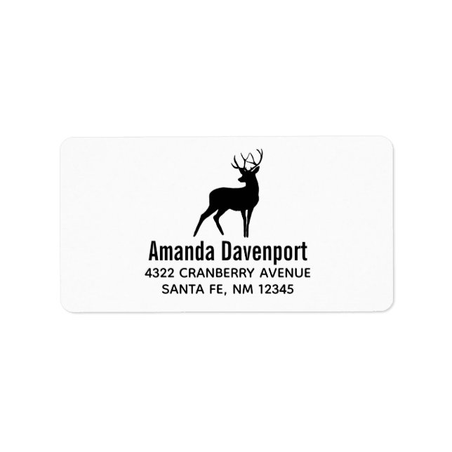 Deer with Antlers Black Silhouette Rustic Label (Front)