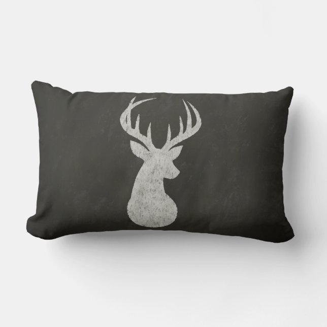 Deer With Antlers Chalk Drawing Lumbar Pillow (Front)