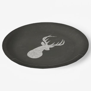 Deer With Antlers Chalk Drawing Paper Plate