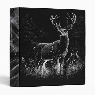 Deer with antlers framed by field and tree    binder