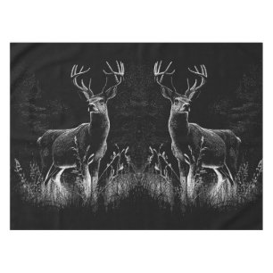 Deer with antlers framed by field and tree         tablecloth