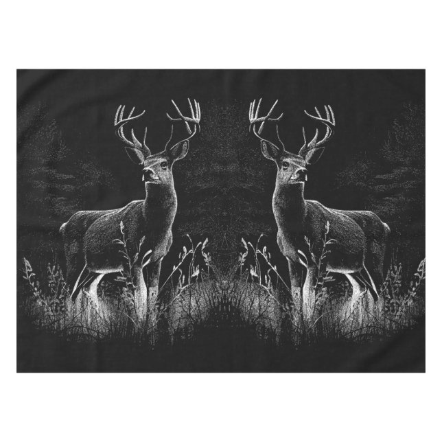 Deer with antlers framed by field and tree         tablecloth (Front (Horizontal))