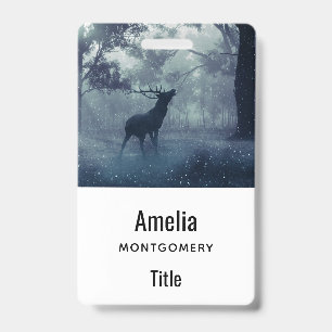 Deer with Antlers in a Shadowy Forest Badge