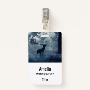 Deer with Antlers in a Shadowy Forest Badge