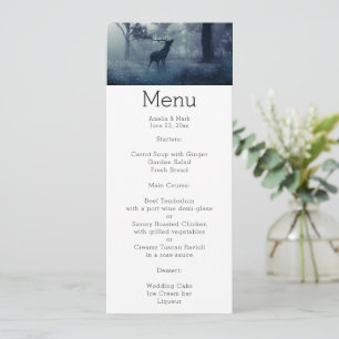 Deer with Antlers in a Shadowy Forest Menu Invitation