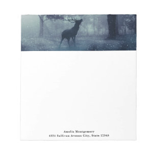 Deer with Antlers in a Shadowy Forest Notepad