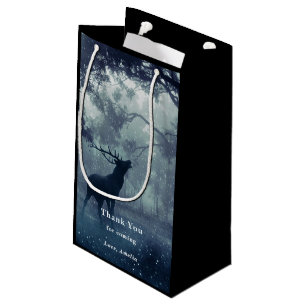 Deer with Antlers in a Shadowy Forest - Thank You Small Gift Bag
