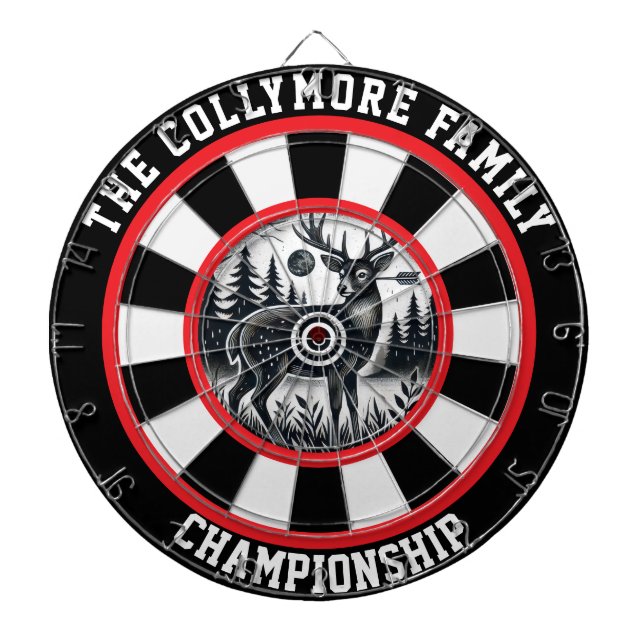 Deer with Antlers in Bullseye Dartboard (Front)