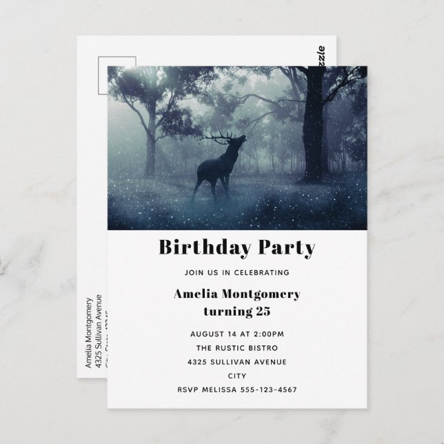 Deer with Antlers in Shadowy Forest Postcard (Front/Back)