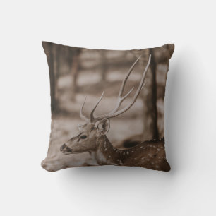 DEER WITH ANTLERS THROW PILLOW