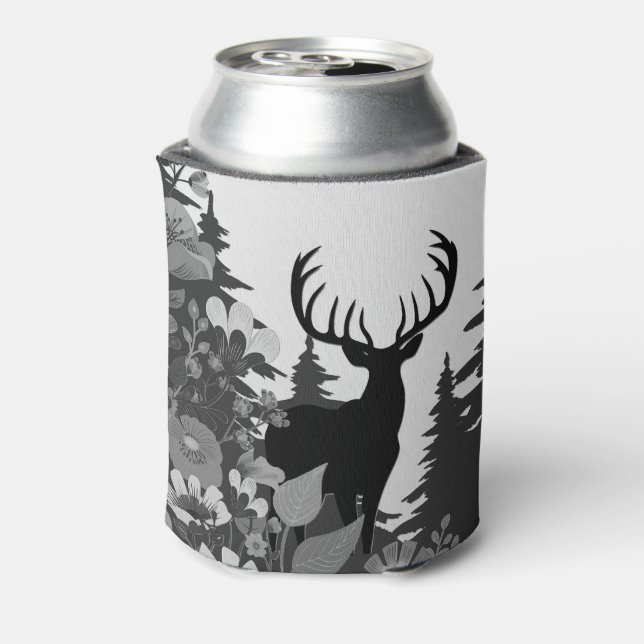 Deer with Big Rack Out of Forest  Can Cooler (Can Back)