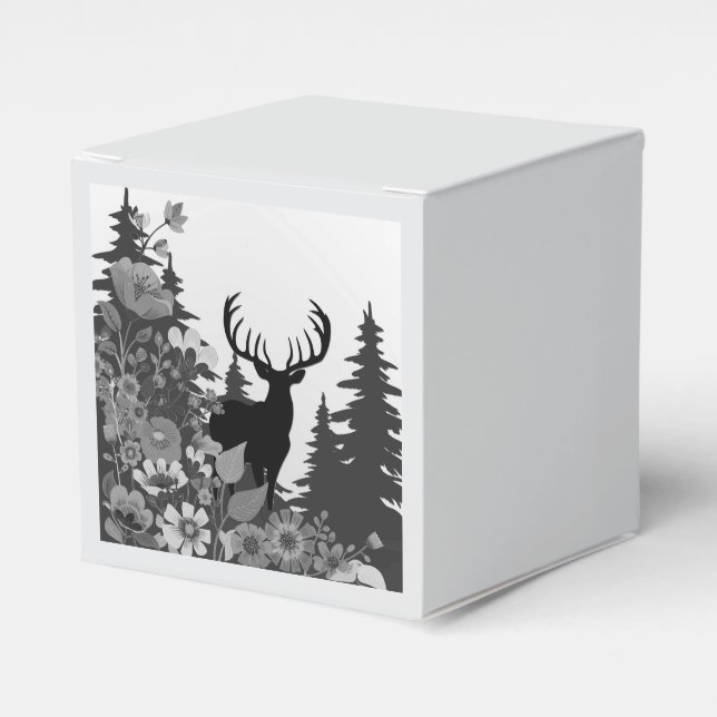 Deer with Big Rack Out of Forest  Favor Box (Front Side)