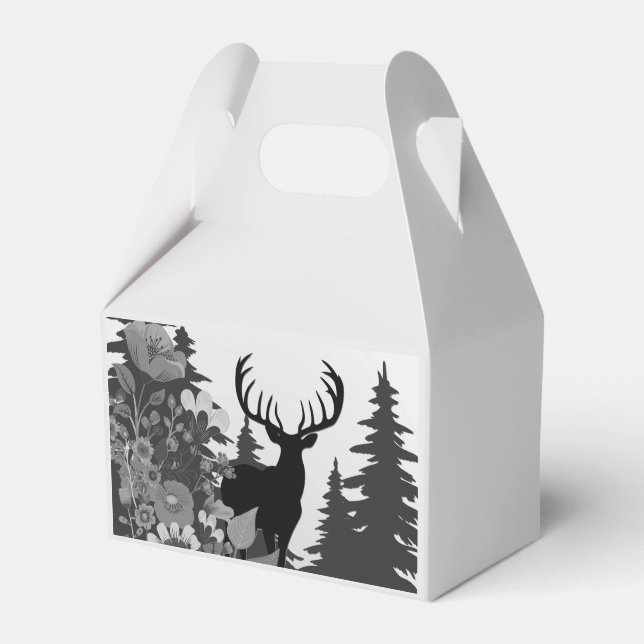 Deer with Big Rack Out of Forest  Favor Box (Front Side)