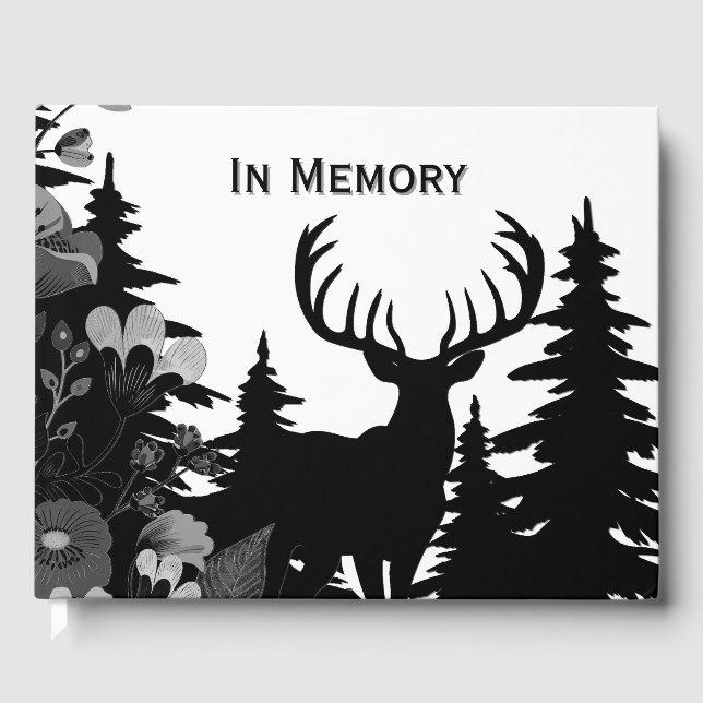 Deer with Big Rack Out of Forest Memory Guest Book (Front)