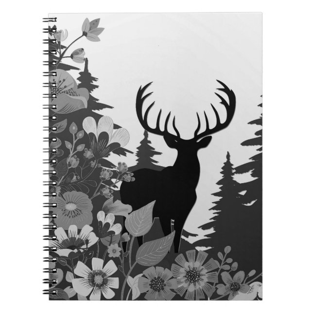Deer with Big Rack Out of Forest  Notebook (Front)