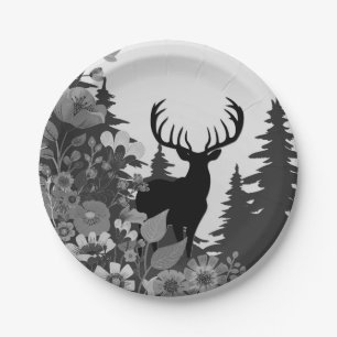 Deer with Big Rack Out of Forest  Paper Plate