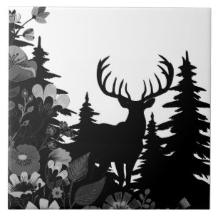 Deer with Big Rack Out of Forest  Tile