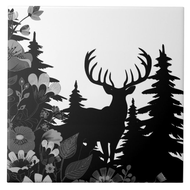 Deer with Big Rack Out of Forest  Tile (Front)