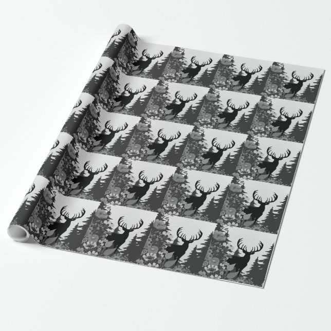 Deer with Big Rack Out of Forest  Wrapping Paper (Unrolled)