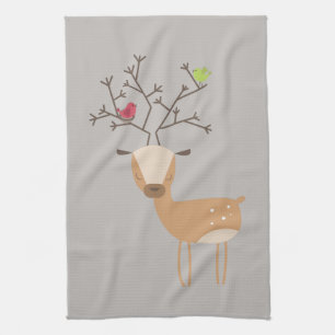 Deer with Birds Kitchen Towel