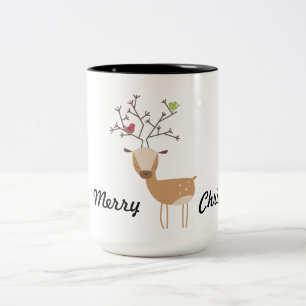Deer with Birds Two-Tone Coffee Mug