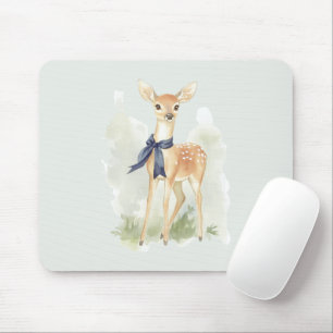 Deer with Blue Bow Mouse Pad