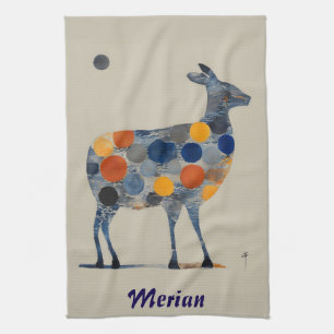 Deer With Coloured Circles Kitchen Towel