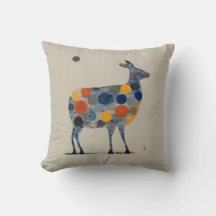 Deer with Coloured Circles Throw Pillow