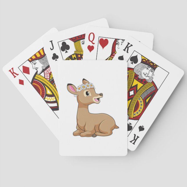 Deer with Daisy Flower Playing Cards (Back)