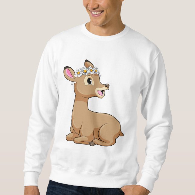 Deer with Daisy Flower Sweatshirt (Front)