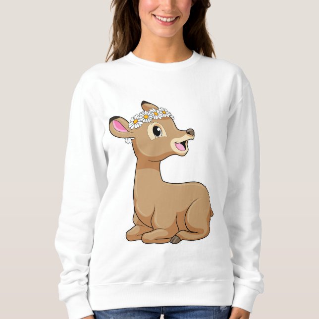 Deer with Daisy Flower Sweatshirt (Front)
