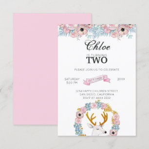 Deer With Glittering Horns Birthday Invitation