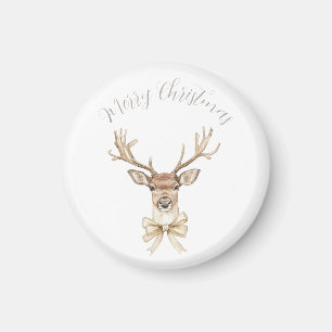 Deer with Gold Bow Christmas  Magnet