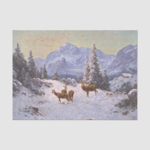 Deer with herd in winter, Decoupage  Tissue Paper