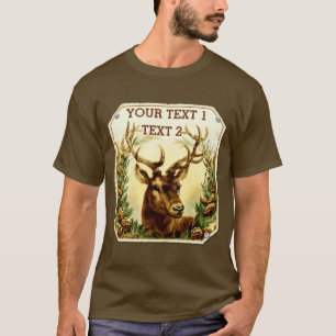 Deer with Pine Cones Rustic Personalized T-Shirt