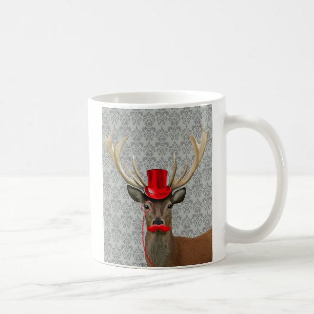 Deer With Red Hat and Moustache Coffee Mug (Right)