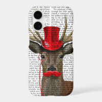 Deer with Red Top Hat and Moustache