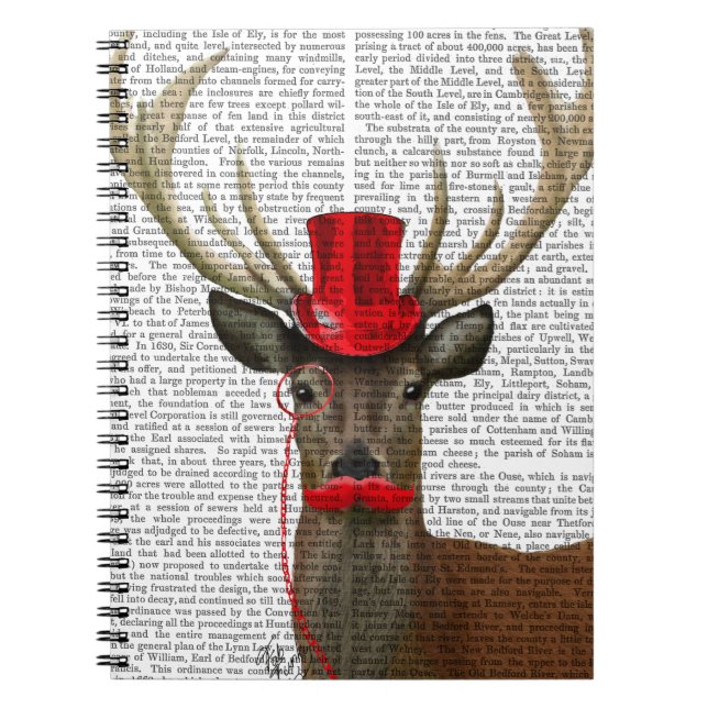 Deer with Red Top Hat and Moustache Notebook (Front)