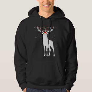 Deer With Santa Hat Lights Christmas Pajama Huntin Hoodie