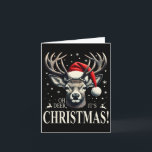 Deer With Santa Hat Oh Deer It's Christmas  Card<br><div class="desc">Deer With Santa Hat Oh Deer It's Christmas</div>