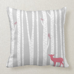 Deer with Trees Throw Pillow