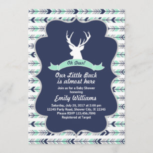 Deer Woodland Baby Shower invitation