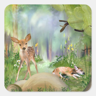 Deer Woodland Friends  Square Sticker