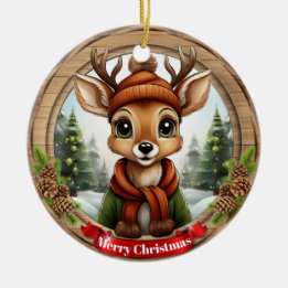 Deer Xmas Character Reindeer Animal Christmas  Cer Ceramic Ornament