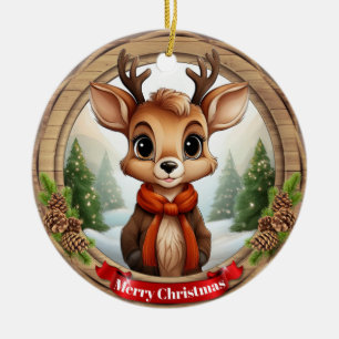 Deer Xmas Character Reindeer Animal Christmas  Cer Ceramic Ornament