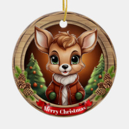 Deer Xmas Character Reindeer Animal Christmas  Cer Ceramic Ornament