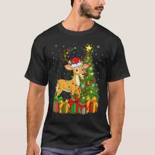 Deer Xmas Holiday Santa Deer Christmas Tree T-Shirt