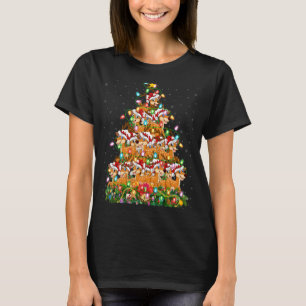 Deer Xmas Lights Santa Deer Christmas Tree T-Shirt